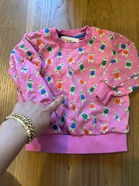 Pink Kids' Pullover Sweatshirt with Colorful Character Print